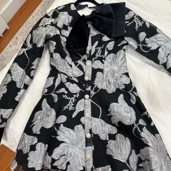 ASOS Black and Silver Floral Mini Dress - Picture 5 of 5